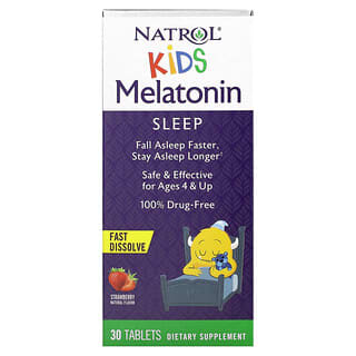 Natrol‏, מלטונין מתמוסס במהירות, לילדים מגיל 4 ומעלה, בטעם תות, 30 טבליות