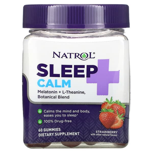 Natrol‏, תמיכה בשינה וברגיעה, בטעם תות, 60 סוכריות גומי