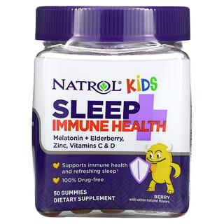 Natrol‏, תוסף לשינה ולמערכת החיסון עבור ילדים, בטעם פירות יער, 50 סוכריות גומי
