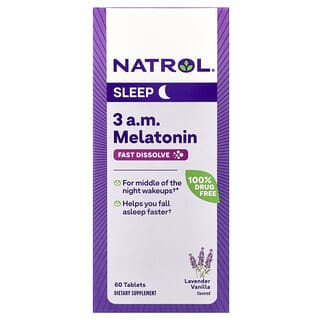 Natrol, 3 A.M. Melatonin, Sleep, Lavender Vanilla, 60 Tablets
