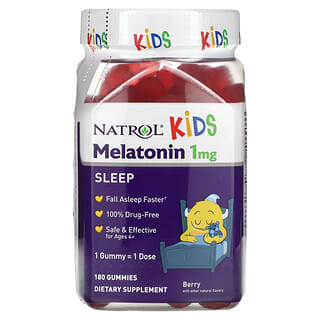 Natrol, Melatonin, Ages 4+, Berry, 1 mg, 180 Gummies
