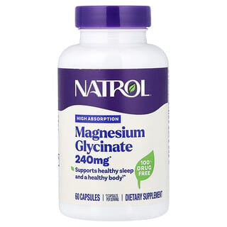 Natrol, Glicinato de Magnésio, Alta Absorção, 60 Cápsulas (120 mg por Cápsula)