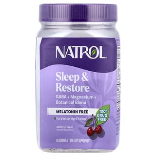 Natrol, Sleep & Restore Gummies, Melatonin Free, Cherry, 60 Gummies