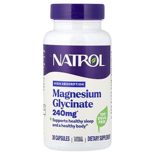 Natrol, Magnesium Glisinat, Penyerapan Tinggi, 30 Kapsul (120 mg setiap Kapsul)