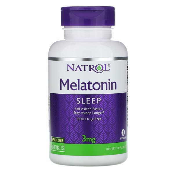 Natrol‏, מלטונין, 3 מ"ג, 240 טבליות