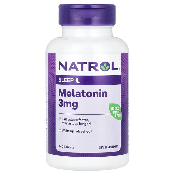 Natrol, เมลาโทนิน ขนาด 3 มก. บรรจุ 240 เม็ด