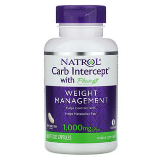 Natrol, Carb Intercept com Controlador de Carboidratos da Fase 2, 500 mg, 60 Cápsulas Vegetais