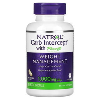 Natrol, Carb Intercept com Phase 2 Carb Controller, 500 mg, 60 Cápsulas Vegetais