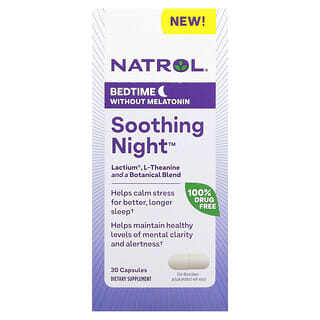 Natrol, Noche calmante, Hora de acostarse sin melatonina`` 30 cápsulas