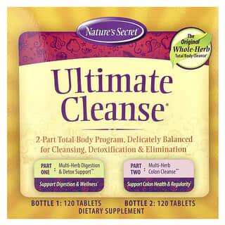 Nature's Secret, Ultimate Cleanse, 2 Part Total-Body Program, 2 Bottles, 120 Tablets Each