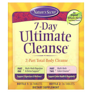Nature's Secret, 7-Day Ultimate Cleanse, 2-Part Total-Body Cleanse, 2 Bottles, 36 Tablets Each