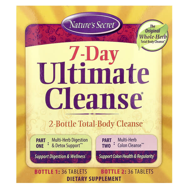 7-Day Ultimate Cleanse, 2-Part Total-Body Cleanse, 2 Bottles, 36 Tablets Each
