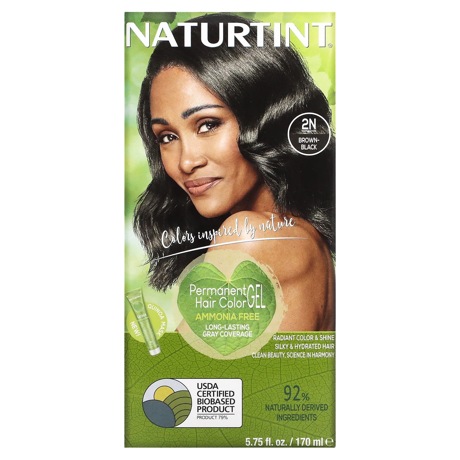 Naturtint, Permanent Hair Color, 2N Brown-Black,  fl oz (170 ml)