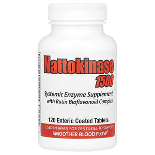 Naturally Vitamins, Nattokinase 1500, suplemento enzimático sistémico, 120 tabletas con recubrimiento entérico