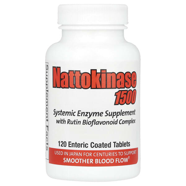 Naturally Vitamins, Nattokinase 1500, Systemic Enzyme Supplement, 120 Enteric Coated Tablets