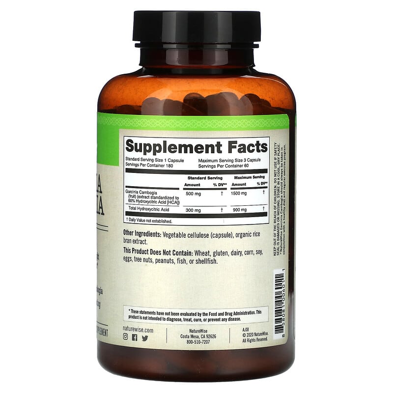 Herbadiet 180 Garcinia Cambogia Capsules – HCA Weight Loss & Fat Burner, Vegan, Up To 1500mg