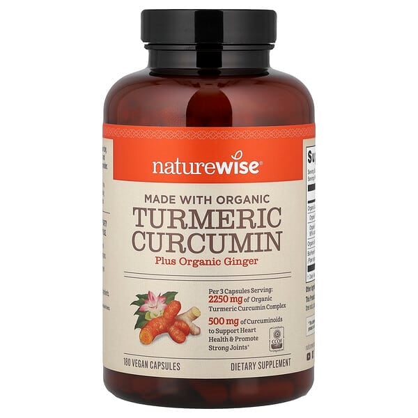 NatureWise Organic Turmeric Curcumin, 180 Vegan Capsules