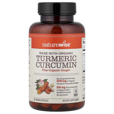 NatureWise, Organic Turmeric Curcumin, 90 Vegan Capsules