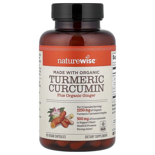 NatureWise, Organic Turmeric Curcumin, 90 Vegan Capsules