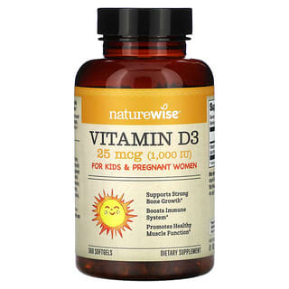 NatureWise, Vitamina D3, 25 mcg (1000 UI), 360 cápsulas blandas