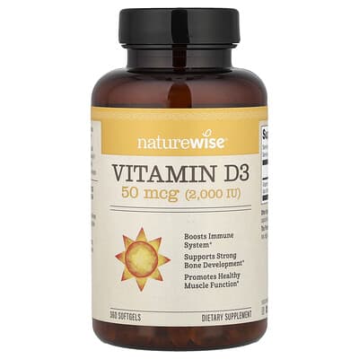 NatureWise, Vitamin D3, 50 mcg (2,000 IU), 360 Softgels