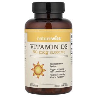 NatureWise, Vitamina D3, 50 mcg (2000 UI), 360 cápsulas blandas