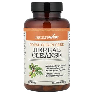 NatureWise, Celková péče o tlusté střevo, bylinný detox a čištění, 60 veganských kapslí