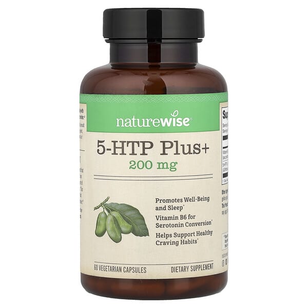 NatureWise, 5-HTP Plus+, 60 Vegetarian Capsules — product photo 1