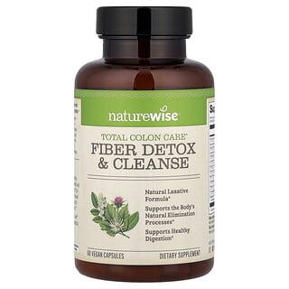 NatureWise, Cuidado total del colon, Desintoxicación y limpieza con fibra, 60 cápsulas veganas