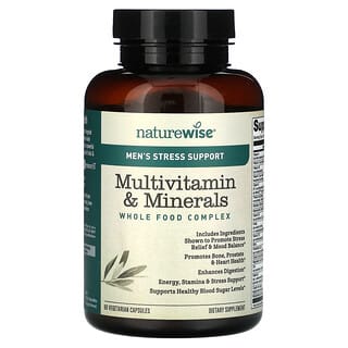 NatureWise, средство для поддержки при стрессе для мужчин, мультивитамины и минералы, 60 вегетарианских капсул