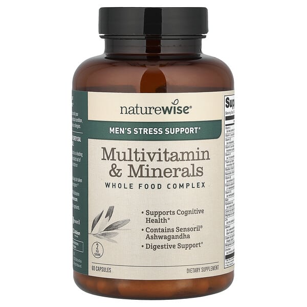 NatureWise, Men's Stress Support, Multivitamin & Mineral, 60 Vegetarian Capsules — product photo 1