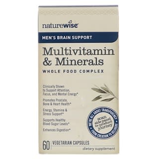 NatureWise, Men's Multivitamin & Mineral Whole Food Complex with Brain Support, 60 Vegetarian Capsules