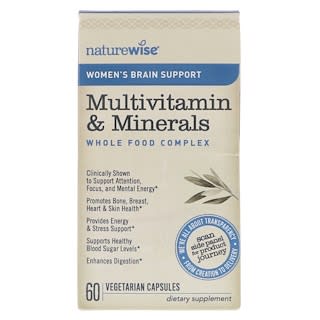 NatureWise, Women's Multivitamin & Minerals Whole Food Complex with Brain Support, 60 Vegetarian Capsules