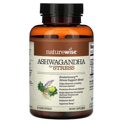NatureWise, Ashwagandha for Stress Adaptation, 60 Vegan Capsules
