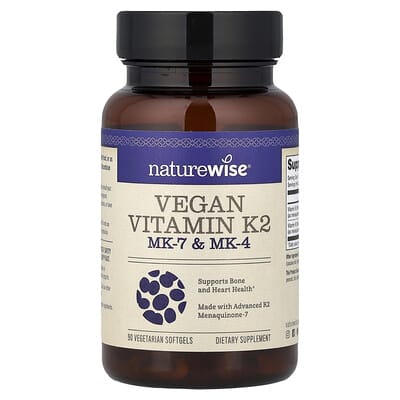 NatureWise, Vegan Vitamins K2, MK-7 & MK-4, 90 Vegetarian Softgels