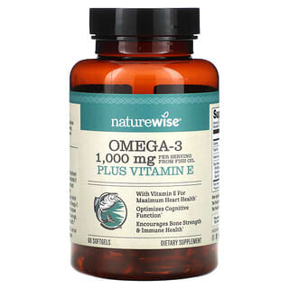 NatureWise, Oméga 3 et vitamine E, 60 capsules à enveloppe molle