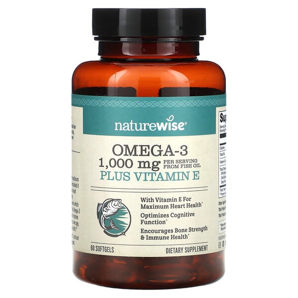 NatureWise, Omega 3 Plus Vitamin E, 60 Softgels