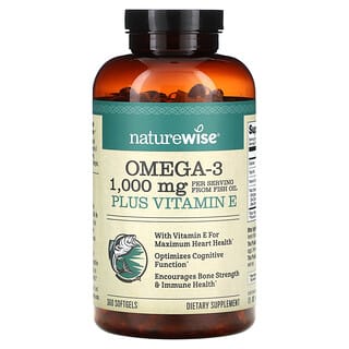 NatureWise, Omega-3 plus witamina E, 360 miękkich kapsułek