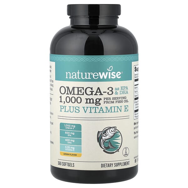 NatureWise, Omega-3 Plus Vitamin E, 360 capsules à enveloppe molle