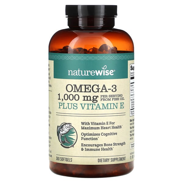NatureWise, Omega-3 加維生素 E，360 粒軟凝膠