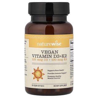 NatureWise, Vitaminas D3 y K2 veganas, 60 cápsulas blandas veganas