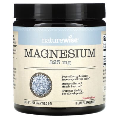 NatureWise, Magnesium, Strawberry Flavor, 325 mg, 9.3 oz (264 g)