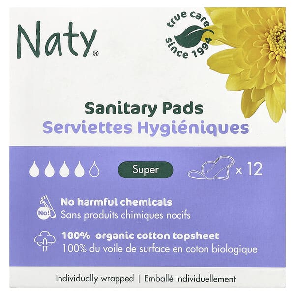 Naty, Sanitary Pads, Super, 12 Pads