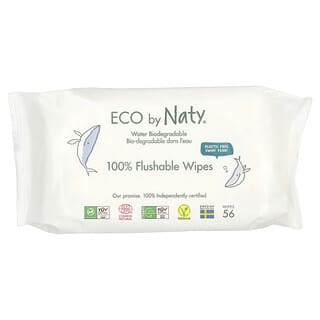 Naty, 100% Flushable Wipes, Fragrance Free , 56 Wipes
