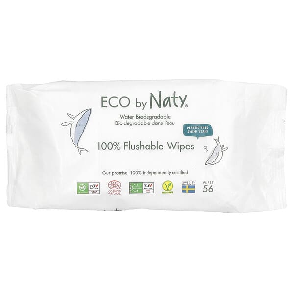 Naty, 변기에 버릴 수 있는 물티슈, 티슈 56장