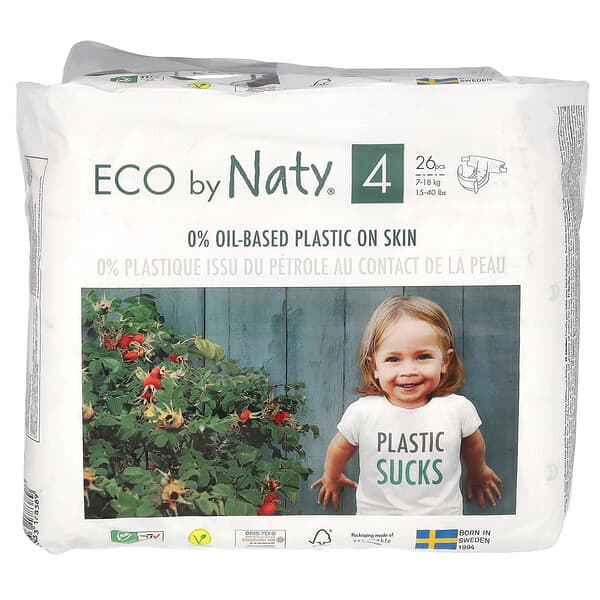 Naty, Eco Diaper, Size 4, 1540 lbs (718 kg), 26 Diapers