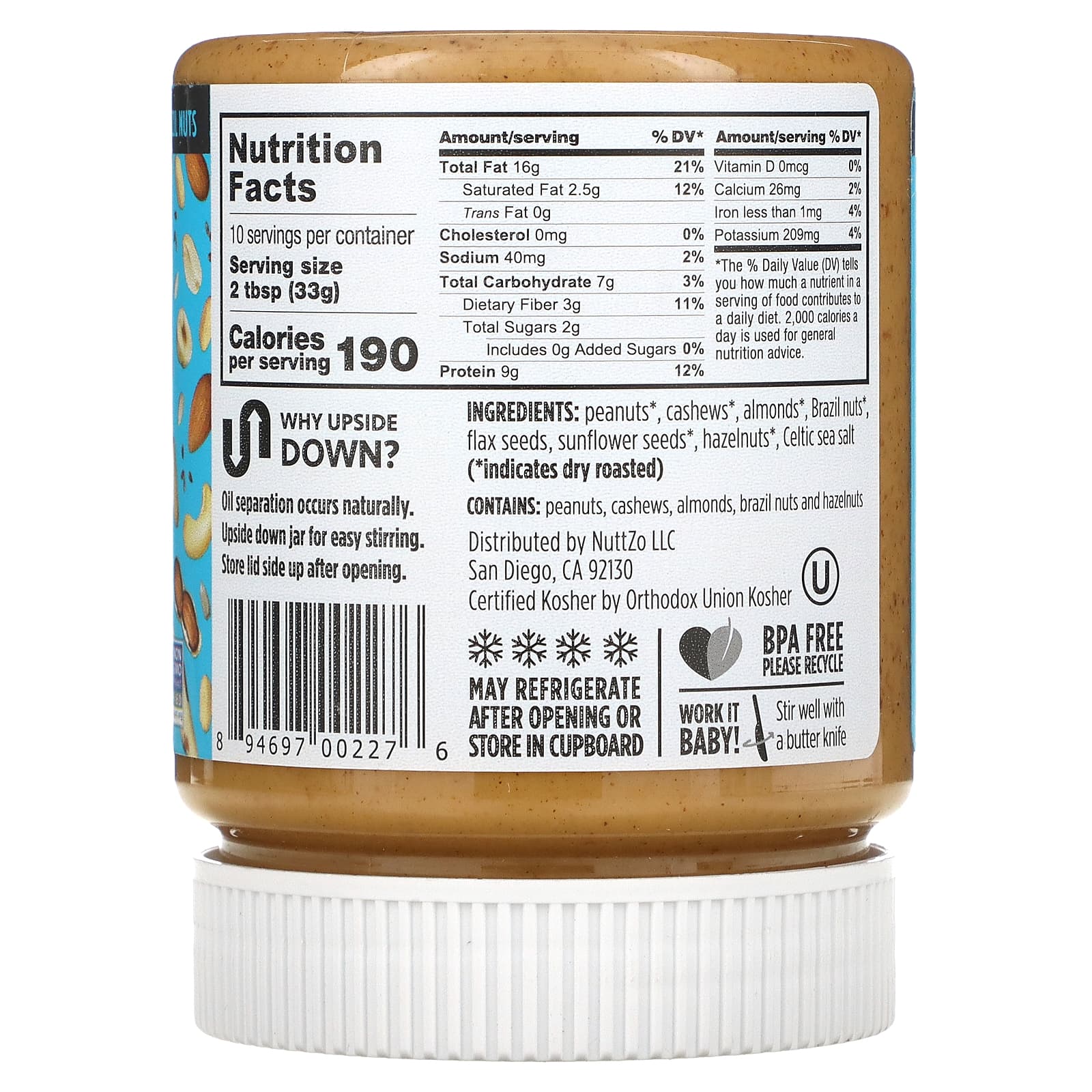 Nuttzo, Peanut Pro, 6 Nut & Seed Butter + Peanuts, Smooth, 12 oz (340 g)