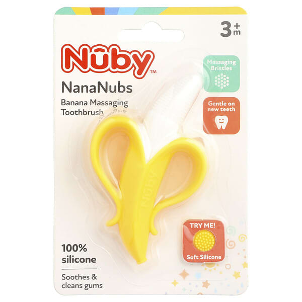 نوبي‏, NanaNubs ، فرشاة أسنان للتدليك بالموز ، لعمر 3 أشهر فأكثر ، فرشاة واحدة