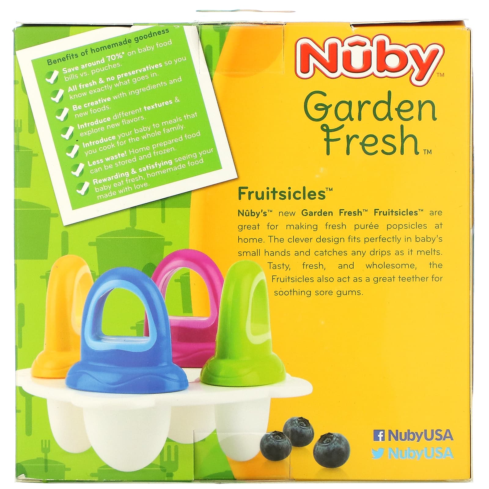Nuby Garden Fresh Fruitsicles Frozen Purees Moulds 