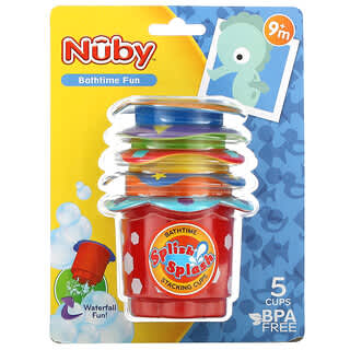 Nuby, Splish Splash Stacking Cups, для детей от 9 месяцев, 5 чашек